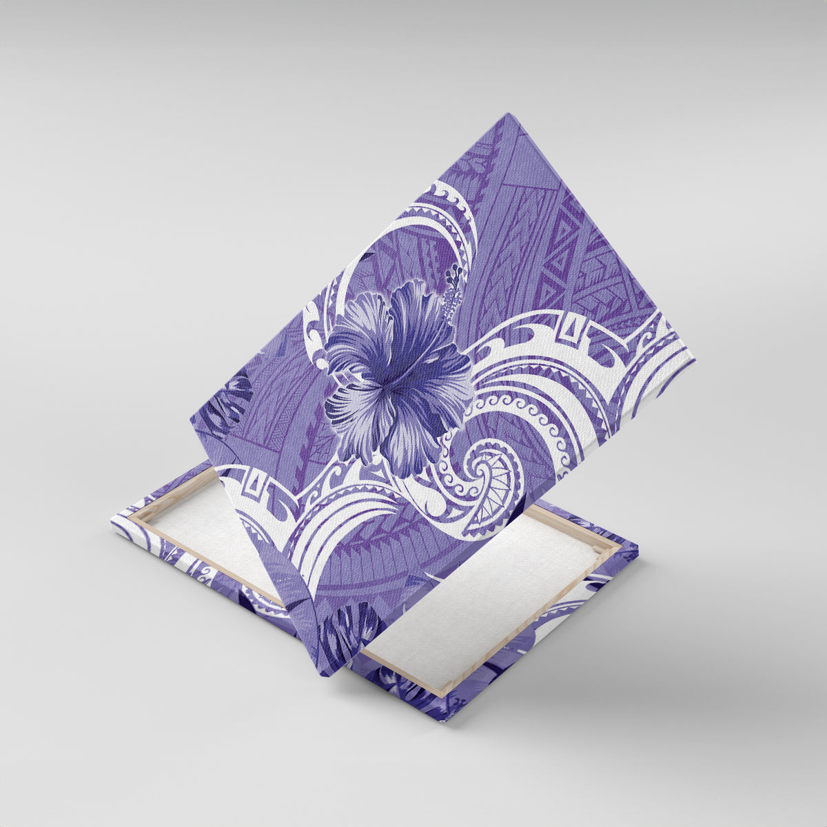 Polynesian Hibiscus Flower Tribal Canvas Wall Art Violet Color LT9 With Frame Violet - Polynesian Pride