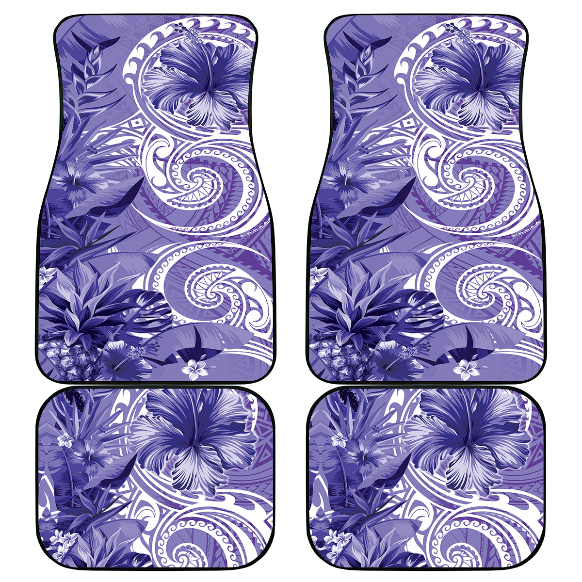 Polynesian Hibiscus Flower Tribal Car Mats Violet Color LT9 - Polynesian Pride