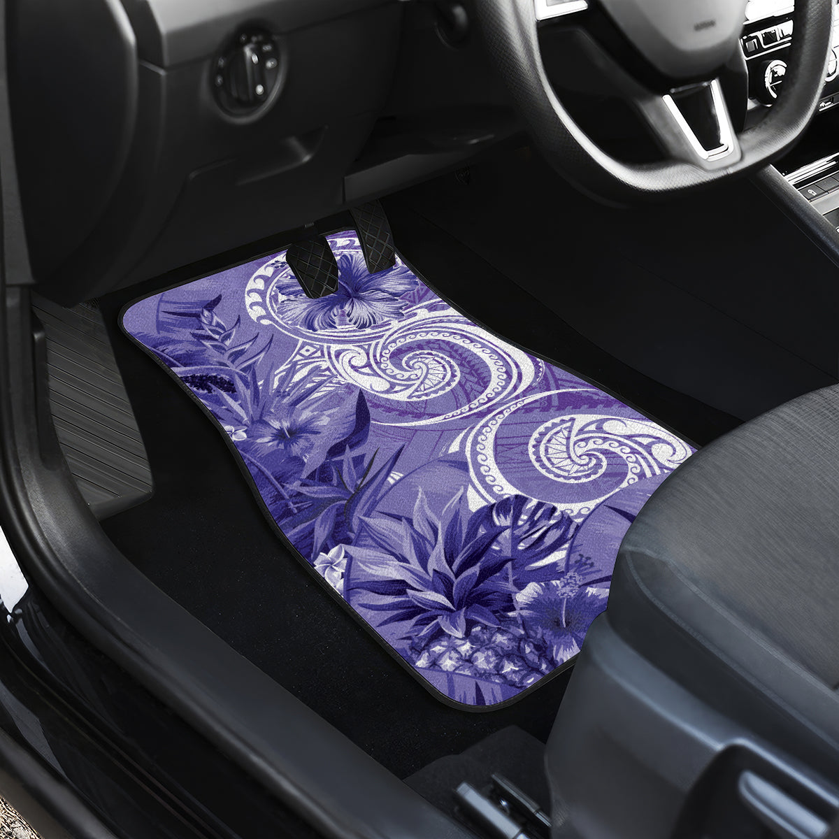 Polynesian Hibiscus Flower Tribal Car Mats Violet Color LT9 - Polynesian Pride