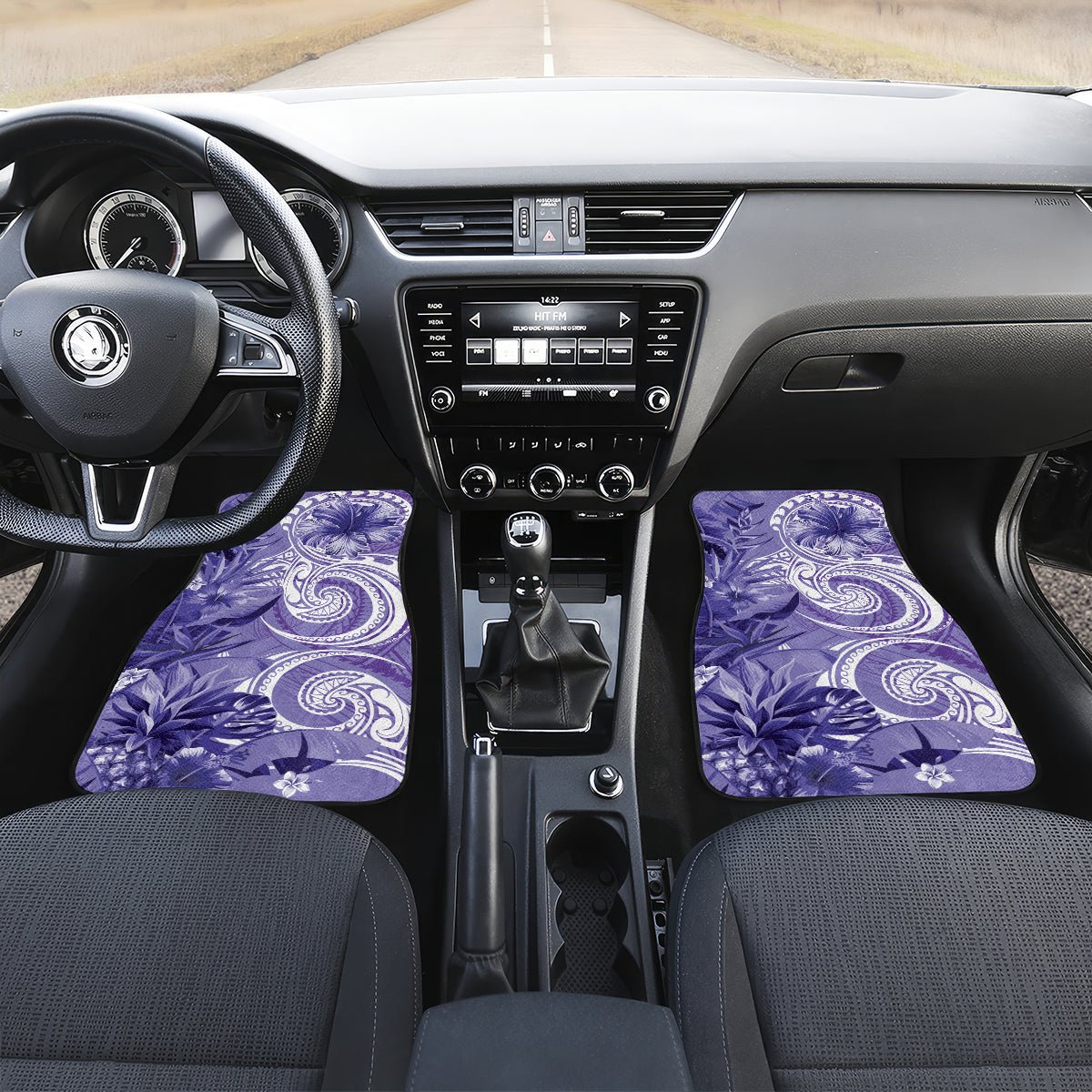 Polynesian Hibiscus Flower Tribal Car Mats Violet Color LT9 Set 2pcs - Front Violet - Polynesian Pride