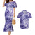 Polynesian Hibiscus Flower Tribal Couples Matching Mermaid Dress and Hawaiian Shirt Violet Color