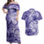 Polynesian Hibiscus Flower Tribal Couples Matching Off Shoulder Maxi Dress and Hawaiian Shirt Violet Color