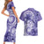 Polynesian Hibiscus Flower Tribal Couples Matching Short Sleeve Bodycon Dress and Hawaiian Shirt Violet Color