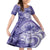 Polynesian Hibiscus Flower Tribal Family Matching Long Sleeve Bodycon Dress and Hawaiian Shirt Violet Color