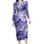 Polynesian Hibiscus Flower Tribal Family Matching Long Sleeve Bodycon Dress and Hawaiian Shirt Violet Color