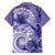 Polynesian Hibiscus Flower Tribal Family Matching Off The Shoulder Long Sleeve Dress and Hawaiian Shirt Violet Color