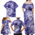 Polynesian Hibiscus Flower Tribal Family Matching Off Shoulder Maxi Dress and Hawaiian Shirt Violet Color