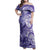 Polynesian Hibiscus Flower Tribal Family Matching Off Shoulder Maxi Dress and Hawaiian Shirt Violet Color