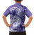 Polynesian Hibiscus Flower Tribal Family Matching Off Shoulder Short Dress and Hawaiian Shirt Violet Color