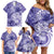 Polynesian Hibiscus Flower Tribal Family Matching Off Shoulder Short Dress and Hawaiian Shirt Violet Color