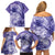 Polynesian Hibiscus Flower Tribal Family Matching Off Shoulder Short Dress and Hawaiian Shirt Violet Color