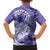 Polynesian Hibiscus Flower Tribal Family Matching Short Sleeve Bodycon Dress and Hawaiian Shirt Violet Color