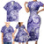 Polynesian Hibiscus Flower Tribal Family Matching Short Sleeve Bodycon Dress and Hawaiian Shirt Violet Color