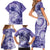 Polynesian Hibiscus Flower Tribal Family Matching Short Sleeve Bodycon Dress and Hawaiian Shirt Violet Color