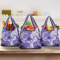 Polynesian Hibiscus Flower Tribal Grocery Bag Violet Color LT9 3-pack One Size Violet - Polynesian Pride