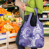 Polynesian Hibiscus Flower Tribal Grocery Bag Violet Color LT9 - Polynesian Pride