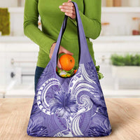 Polynesian Hibiscus Flower Tribal Grocery Bag Violet Color LT9 - Polynesian Pride