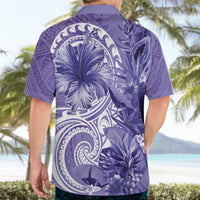 Polynesian Hibiscus Flower Tribal Hawaiian Shirt Violet Color
