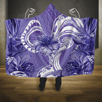 Polynesian Hibiscus Flower Tribal Hooded Blanket Violet Color LT9 One Size Violet - Polynesian Pride