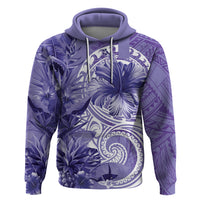 Polynesian Hibiscus Flower Tribal Hoodie Violet Color LT9 Pullover Hoodie Violet - Polynesian Pride