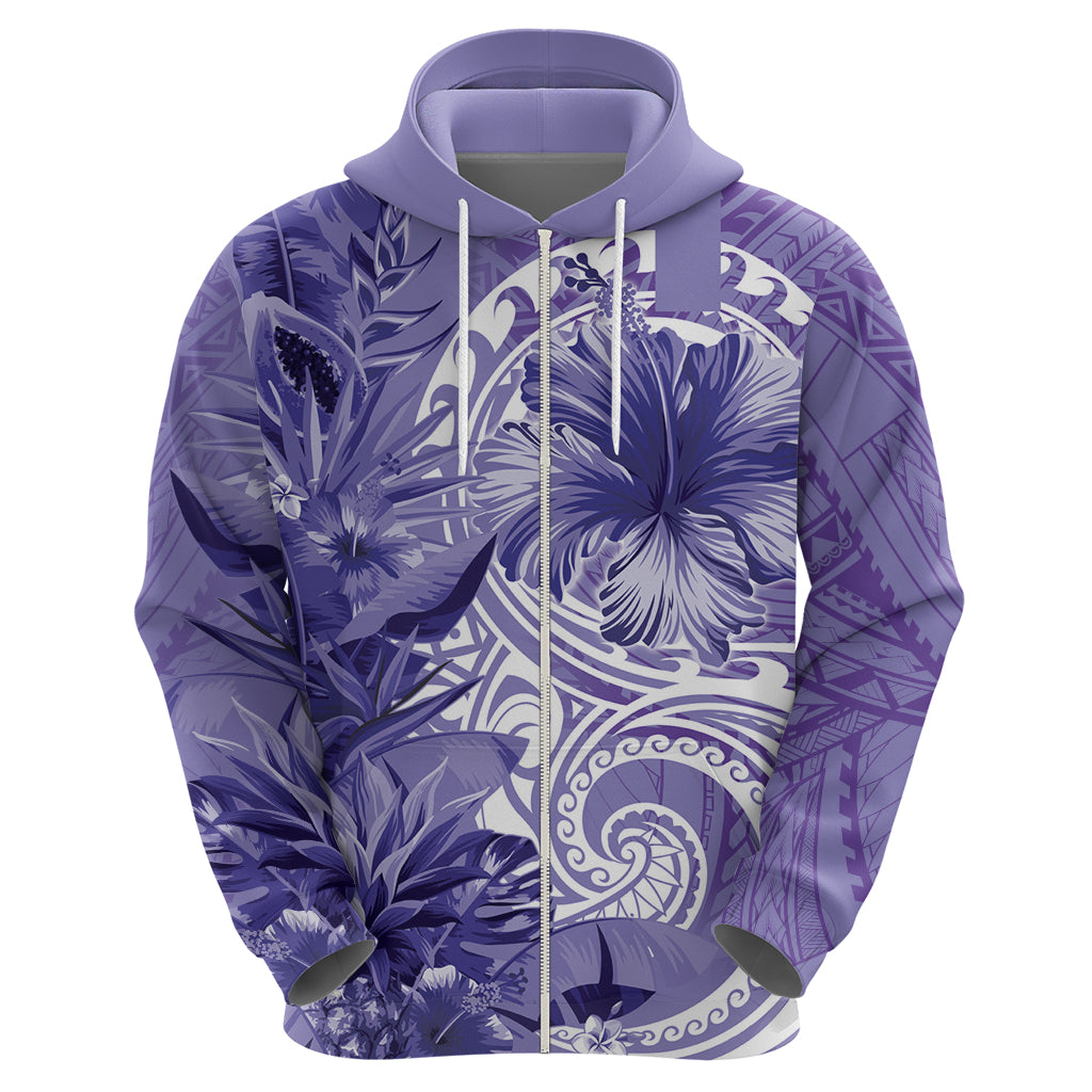 Polynesian Hibiscus Flower Tribal Hoodie Violet Color LT9 - Polynesian Pride