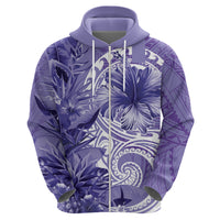 Polynesian Hibiscus Flower Tribal Hoodie Violet Color LT9 - Polynesian Pride
