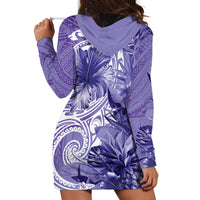 Polynesian Hibiscus Flower Tribal Hoodie Dress Violet Color LT9 - Polynesian Pride