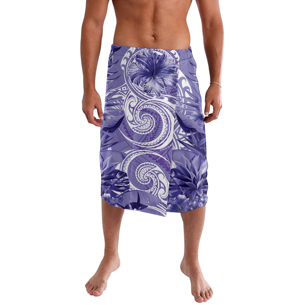 Polynesian Hibiscus Flower Tribal Lavalava Violet Color LT9 Violet - Polynesian Pride