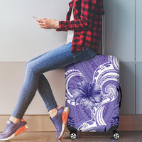 Polynesian Hibiscus Flower Tribal Luggage Cover Violet Color