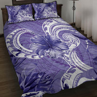 Polynesian Hibiscus Flower Tribal Quilt Bed Set Violet Color LT9 Violet - Polynesian Pride