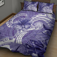 Polynesian Hibiscus Flower Tribal Quilt Bed Set Violet Color LT9 - Polynesian Pride