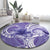 Polynesian Hibiscus Flower Tribal Round Carpet Violet Color