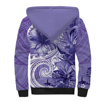 Polynesian Hibiscus Flower Tribal Sherpa Hoodie Violet Color LT9 - Polynesian Pride