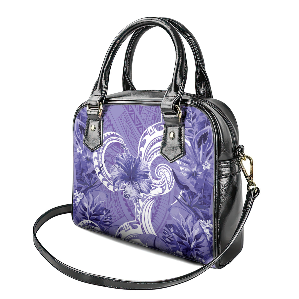Polynesian Hibiscus Flower Tribal Shoulder Handbag Violet Color LT9 - Polynesian Pride