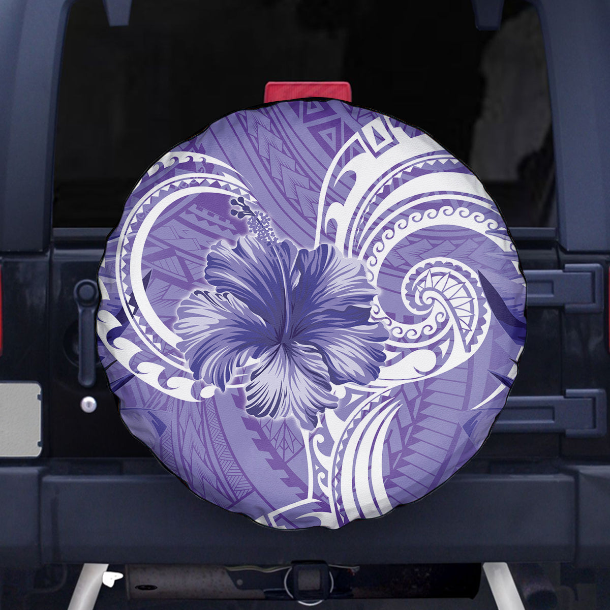 Polynesian Hibiscus Flower Tribal Spare Tire Cover Violet Color LT9 - Polynesian Pride