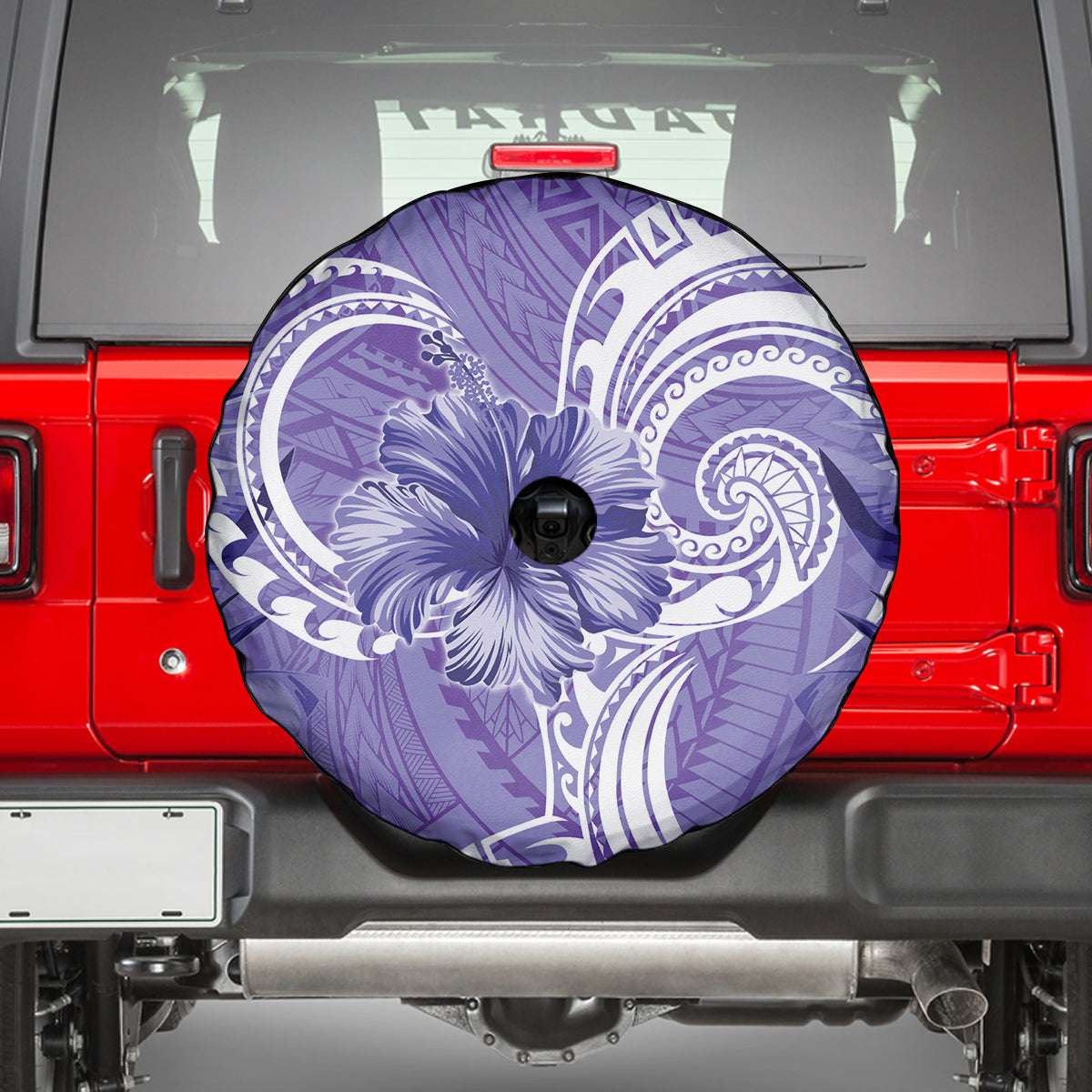 Polynesian Hibiscus Flower Tribal Spare Tire Cover Violet Color LT9 - Polynesian Pride
