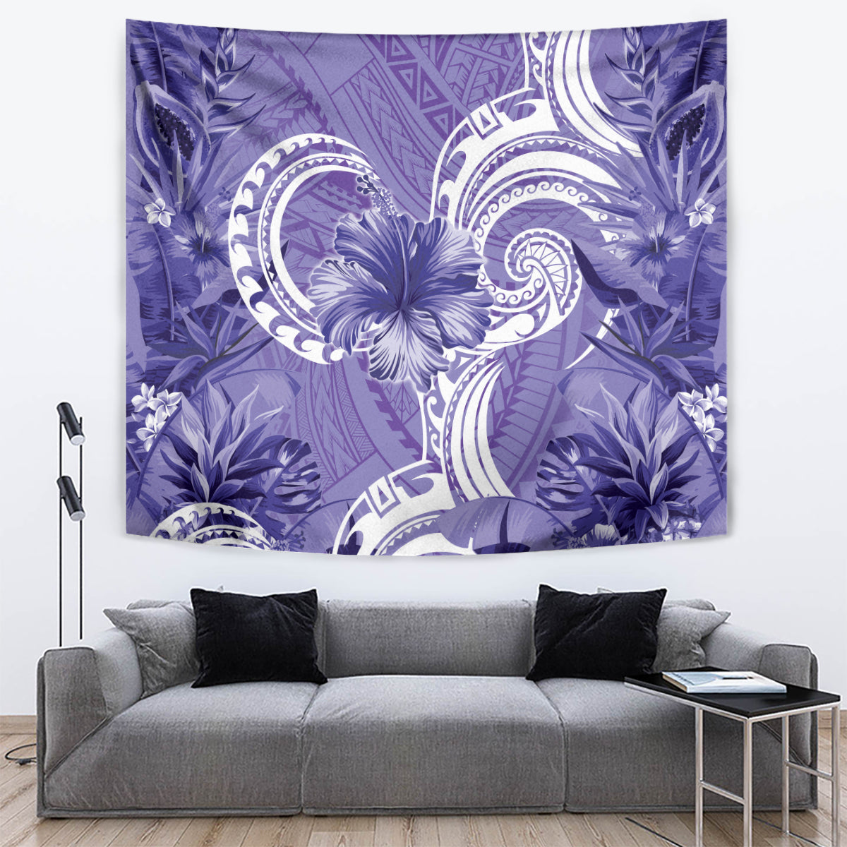 Polynesian Hibiscus Flower Tribal Tapestry Violet Color LT9 Violet - Polynesian Pride