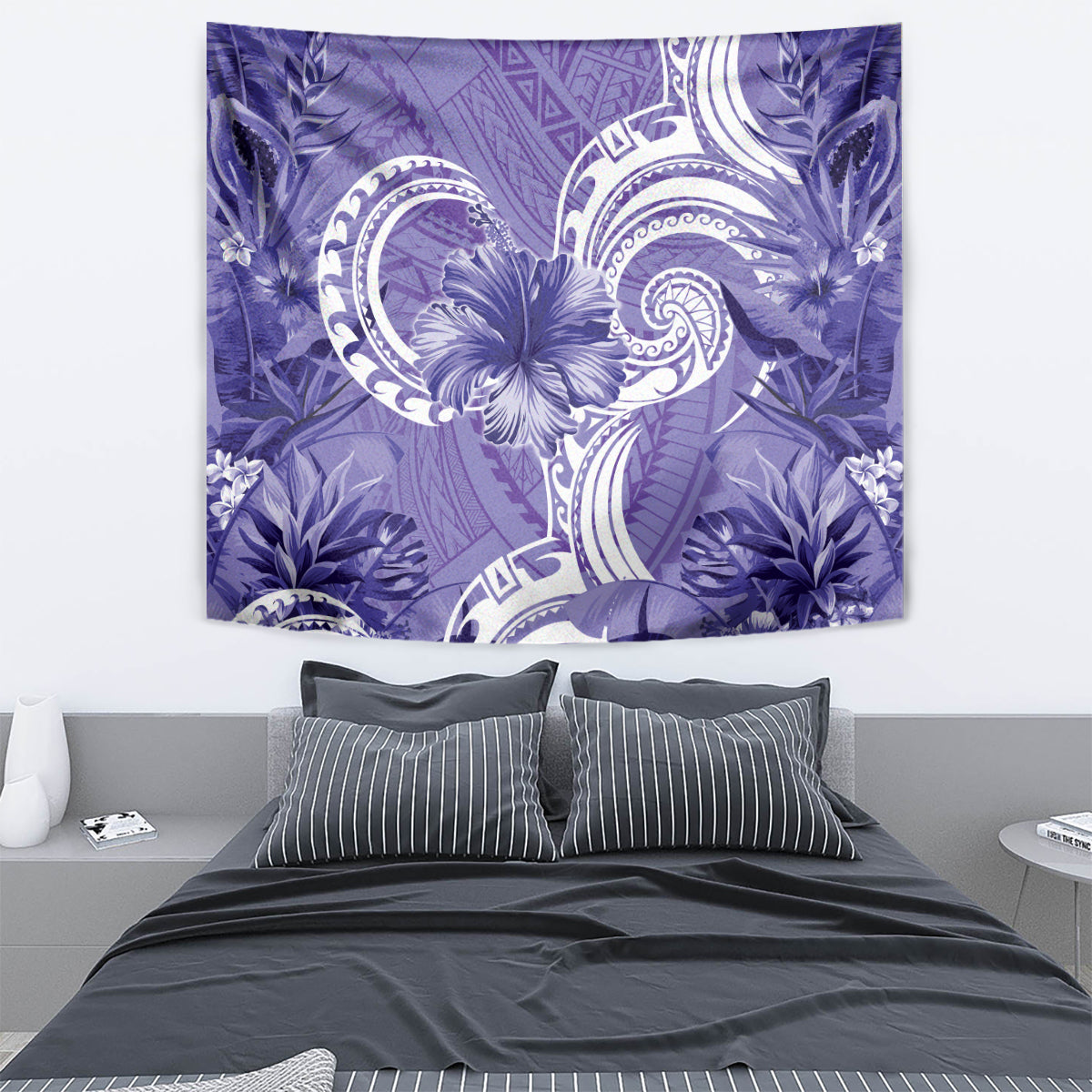 Polynesian Hibiscus Flower Tribal Tapestry Violet Color LT9 - Polynesian Pride