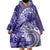 Polynesian Hibiscus Flower Tribal Wearable Blanket Hoodie Violet Color