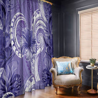 Polynesian Hibiscus Flower Tribal Window Curtain Violet Color LT9 - Polynesian Pride