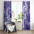 Polynesian Hibiscus Flower Tribal Window Curtain Violet Color