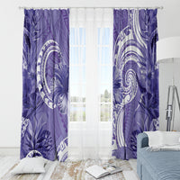 Polynesian Hibiscus Flower Tribal Window Curtain Violet Color LT9 - Polynesian Pride