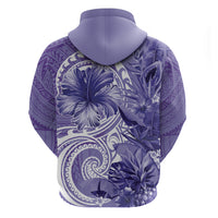 Polynesian Hibiscus Flower Tribal Zip Hoodie Violet Color