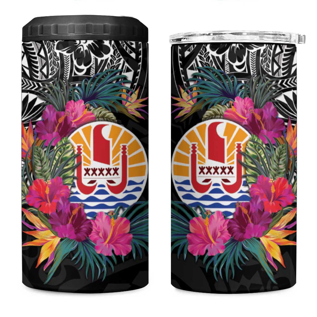 Tahiti Island 4 in 1 Can Cooler Tumbler French Polynesian Tropical