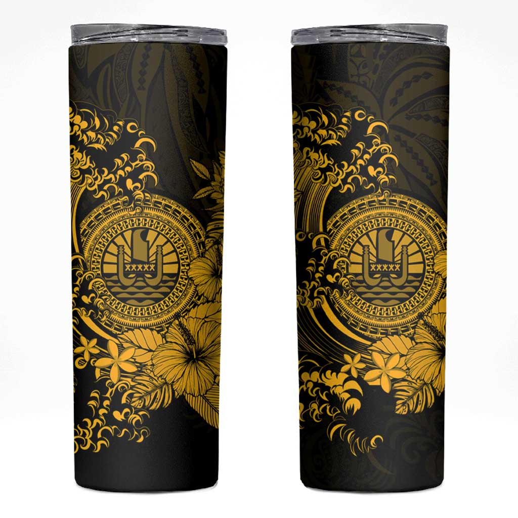 Gold Polynesian Tahiti Island Skinny Tumbler The Wave of Water