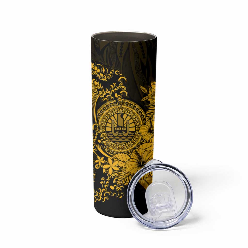 Gold Polynesian Tahiti Island Skinny Tumbler The Wave of Water