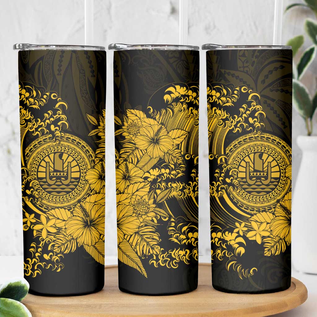 Gold Polynesian Tahiti Island Skinny Tumbler The Wave of Water