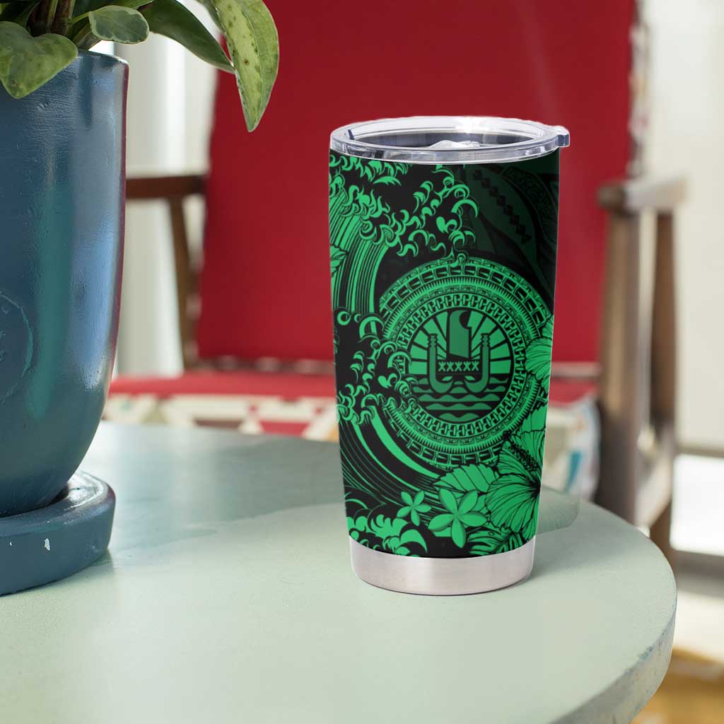 Green Polynesian Tahiti Island Tumbler Cup The Wave of Water