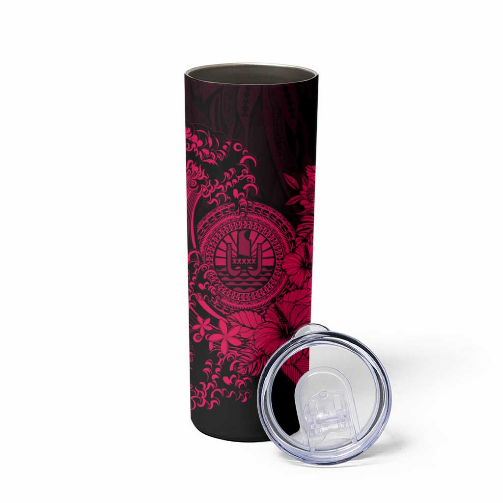 Pink Polynesian Tahiti Island Skinny Tumbler The Wave of Water