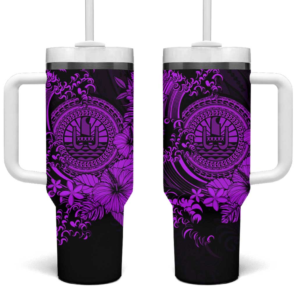 Purple Polynesian Tahiti Island Tumbler With Handle The Wave of Water